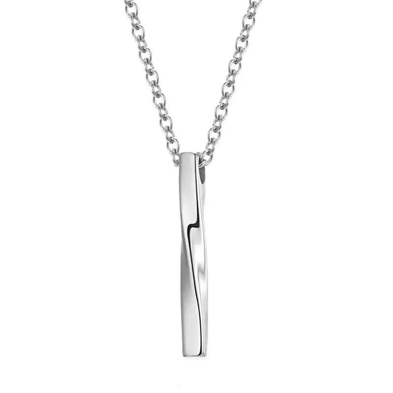 Minimalist Spiral Bar Pendant Necklace in Stainless Steel, 60cm Unisex Chain for Everyday Wear, Fashion Jewelry Accessories, Spiral Pendent, Long Bar, Casual
