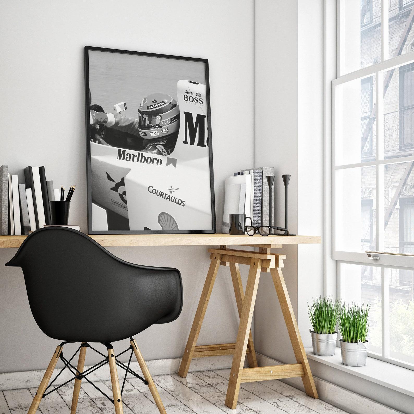 Marlboro - Ayrton Senna Poster,black And White F1 Poster - Image 9