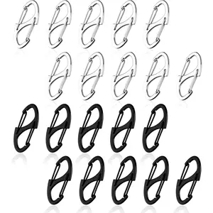 20Pcs Anti Theft Zipper Clips Zipper Pull Replacement for Backpacks Dual S Shaped Small Carabiner Clip Theft Deterrent for Suitcase Keep Luggage Closed Silver and Black