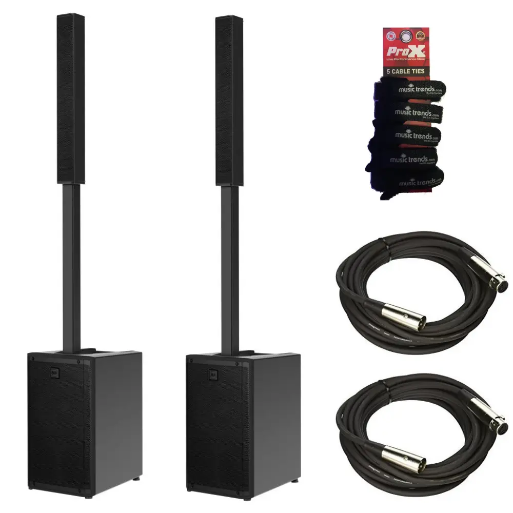 2x RCF EVOX-J9 Active 2100w 12" Three-way Column Array + XLR Cables