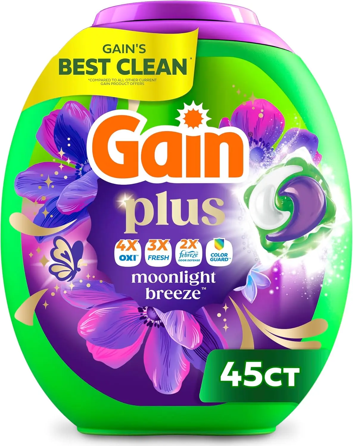 Gain Flings Laundry Detergent Pacs, Moonlight Breeze Scent, HE Compatible, Powerful Laundry Detergent Pods