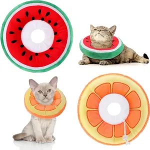 2 Pcs Adjustable Cat Cone Collar Soft  Small Cat Recovery Collar for Kittens After Surgery Kitten Neck Cones Donut Cute Orange Watermelon for Small Dogs Pet, Under 7 lbs - Home Improvement.