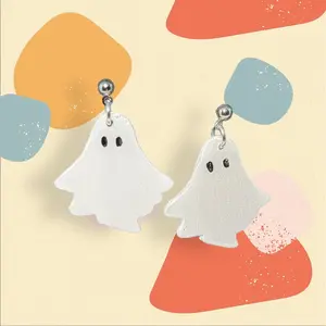 Ghosty Dangle Studs*Polymer Clay*Handcrafted Female Female Female Female Male Female Female