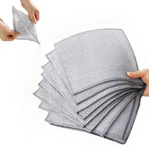 15 count Wire Dishwashing Rag,Multipurpose Wire Dishwashing Rags,Upgrade Double Layer Wire Cleaning Cloths for Wet and Dry,for Cleaning Dishes Non Scratch Wire Dishcloth Metal Cleaning Cloth