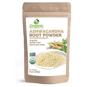 Organic Ashwagandha Root Powder -8 Ounce | Lab Tested for Purity | Resealable Kraft Bag,Non-GMO, Indian Ginseng, Withania Somnifera -100% Raw from India, by SHOPOSR (8 oz) Flavor Spice Dried