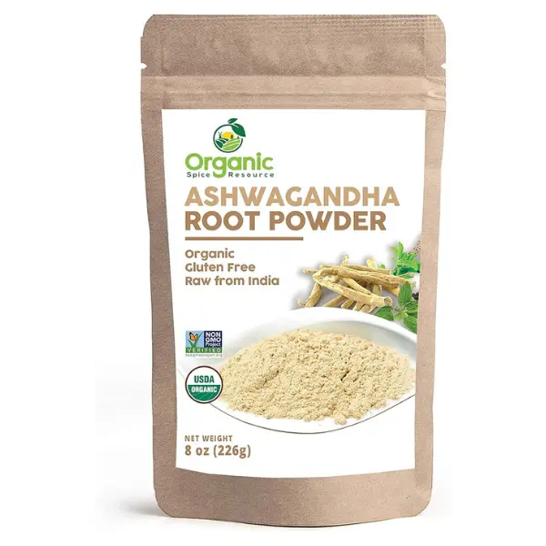 SHOPOSR Certified Organic Ashwagandha Raw Root Powder - 8oz, Lab-Tested Purity, Non-GMO, Re-sealable Kraft Pouch, Indian-Sourced Withania Somnifera Earthy Flavor Dried Herb Spice