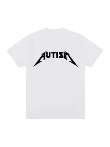 Autism Graphic Metal Rock Tee for Men and Women, Casual Fitted Short Sleeve Hip Hop T-Shirt, Breathable Sports Top for All Seasons
