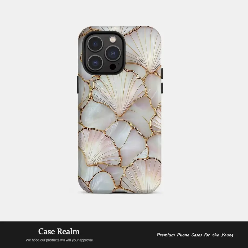 Artistic Shell Smartphone Cover - Impact-Resistance Wireless Accessory with Impact Dispersion Tech, Flexible Rubber Liner, Glossy UV-Protection for iPhone 17/16/15/14/13/12/11 Pro Max/Plus & Samsung Galaxy S26/25/24/23/22/21 2-Piece Hard Cases