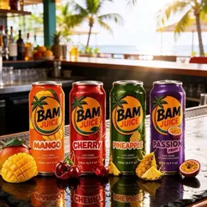 Bam Juice 2 Cans of Your Choice - Mango, Cherry, Pineapple, Passion Fruit - Fruit Beverage