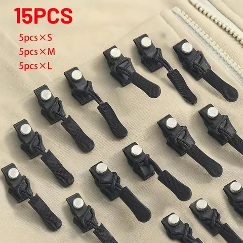 Zipper Repair Kit, Reusable Durable Zipper, Quick Install Zipper Heads, Detachable Replacement Zip Tops, Interchangeable Plastic Zipper Pulls, S/m/l Sizes