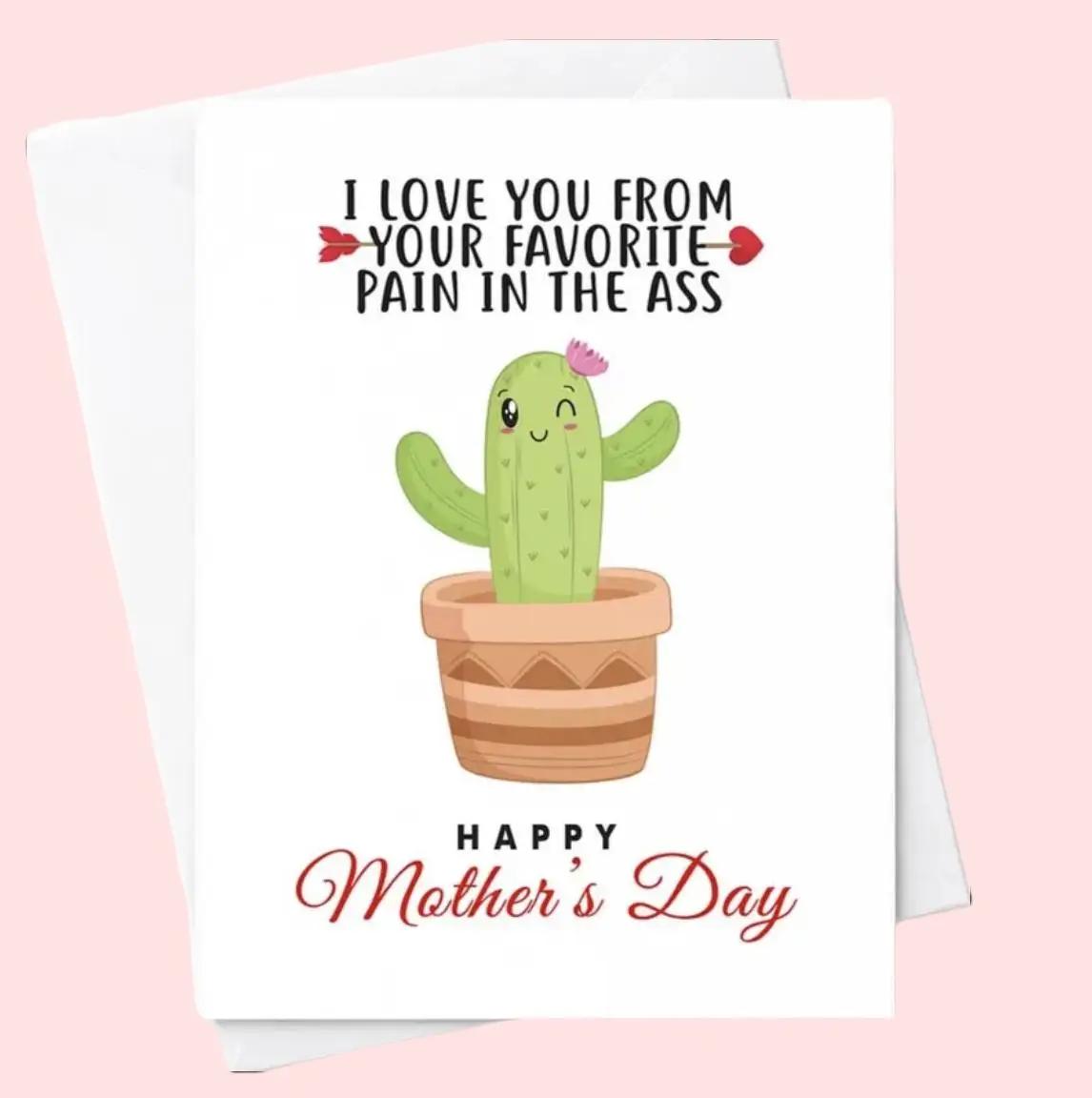 I Love You From Your Favorite Pain In The Ass, Funny Mother’s Day Card for Mom, Cute Floral Design, Light Sarcastic Humor “Favorite Child” Joke, Sweet Gift from Daughter Son Kids
