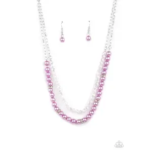 Parisian Princess - Purple Pearl Iridescent Bead Layered Necklace - Paparazzi