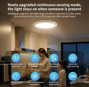 1/2/3Count Remote Control Motion Sensor Ceiling Light - Rechargeable Magnetic Wireless Ceiling Light, 3 Adjustable Color Temperatures for Closet Shower Stairs Shed Hallway Porch Patio Restaurant Bedroom Night Light