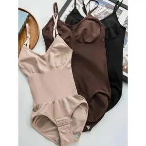 3PC Womens Seamless Bodysuits Tummy Control Shapewear Multicolor Basic Fabric Minimalist Style Everyday Compression