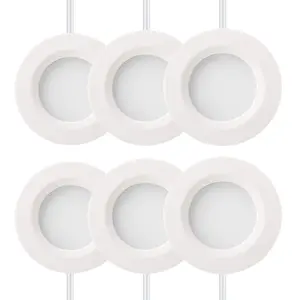 GETINLIGHT 2.75" Wide 3000K Dimmable LED Puck Lights Kit, Plug-in Installation with recessed or Surface Mounted, White Finished, Set of 6, IN-0102-6-WH