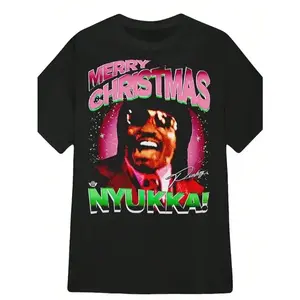Merry Christmas Nyukka Pinky Black T-Shirt