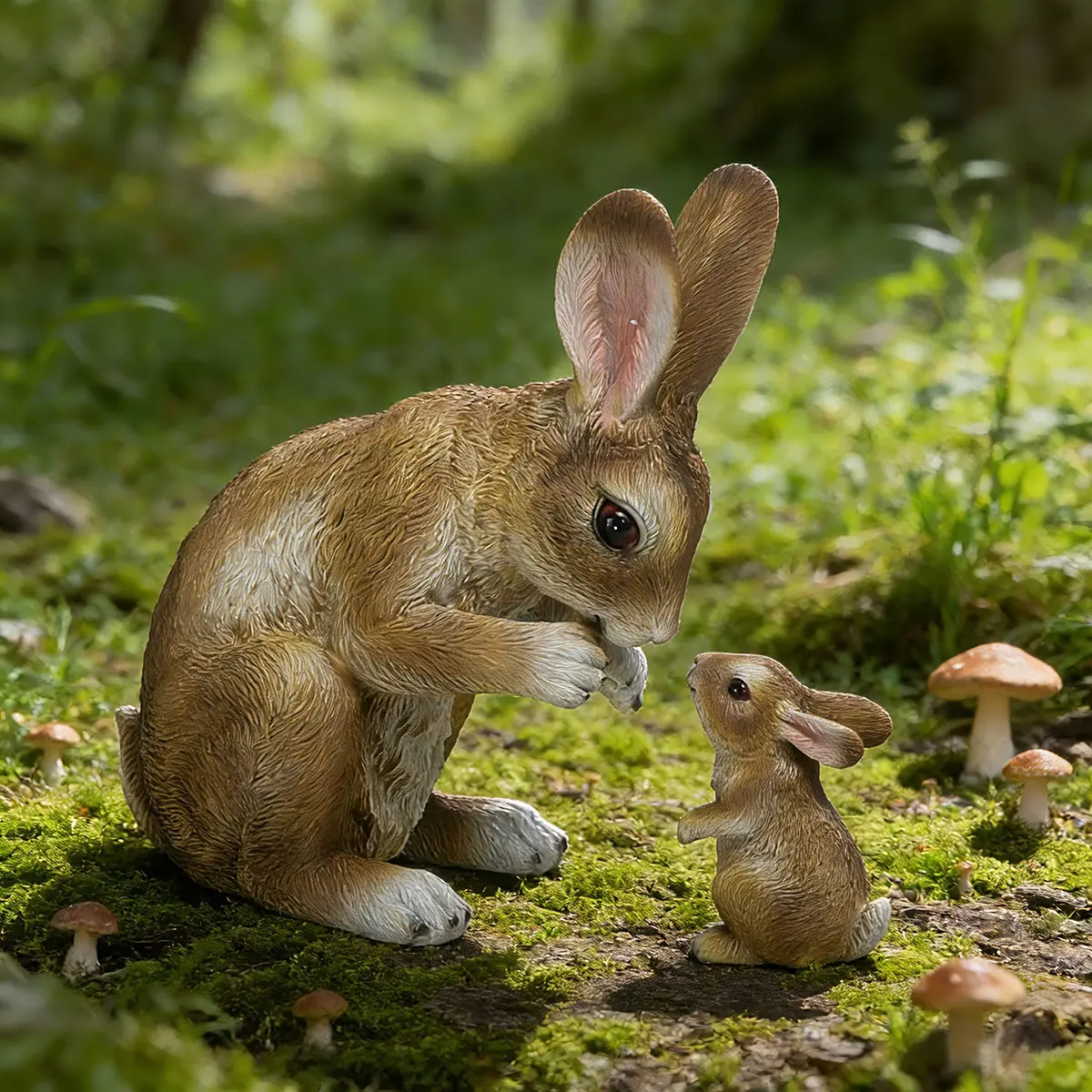 Easter Bunny Garden Decorations, Spring Yard Ornaments, Coffee Color Mother Rabbit Figurine, Outdoor Home Decoration