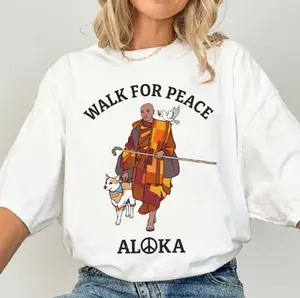 Peace Walking Monk & Aloka Dog Minimalist Zen Art Shirt, Walk For Peace Zen Meditation Shirt