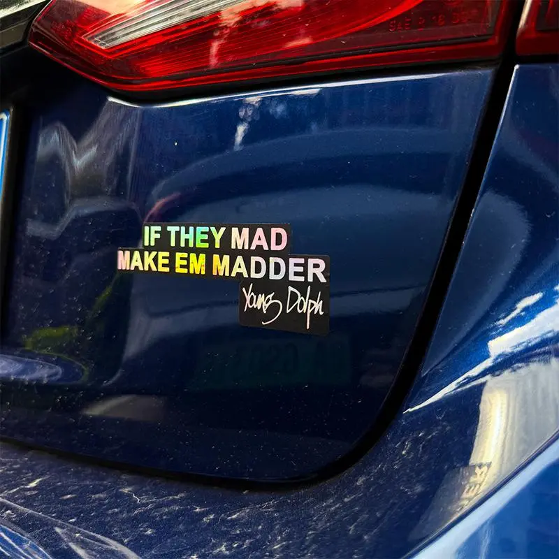 2pcs Custom Vinyl Car Stickers - "If They Mad Make Em Madder" JDM Quote Decals, Vehicle Exterior Decoration, Car Mod Accessories, Bumper/Window Fit, 2-pack Coverage for Racers