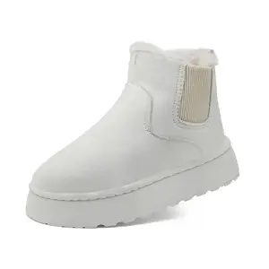 Women's Faux Leather Suede Winter Platform Fashionable Snow Boots with Soft Lining - Antiskid for Outdoor Shoes Must-Have Footwear for Cold Weather Springfresh