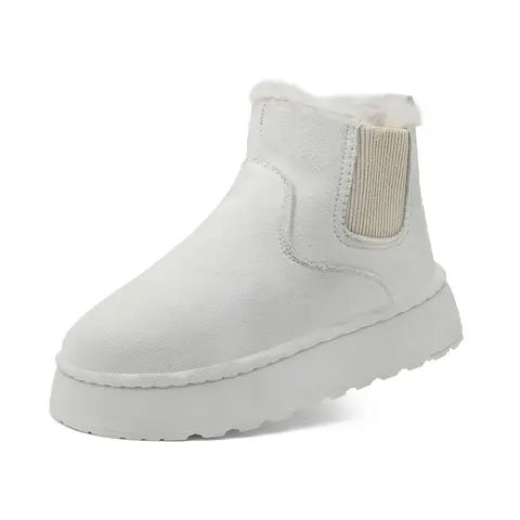 Women's Faux Leather Suede Winter Platform Fashionable Snow Boots with Soft Lining - Antiskid for Slipper House Indoor Outdoor Shoes Must-Have Footwear for Cold Weather Springfresh