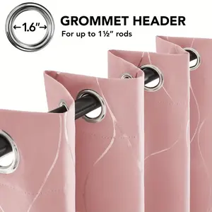 NEW Grommet Blackout Curtains Noise Reducing Silver Foil Wave Print Room Darkening Curtain Thermal Insulated Drapes for Living Room 2 Panels