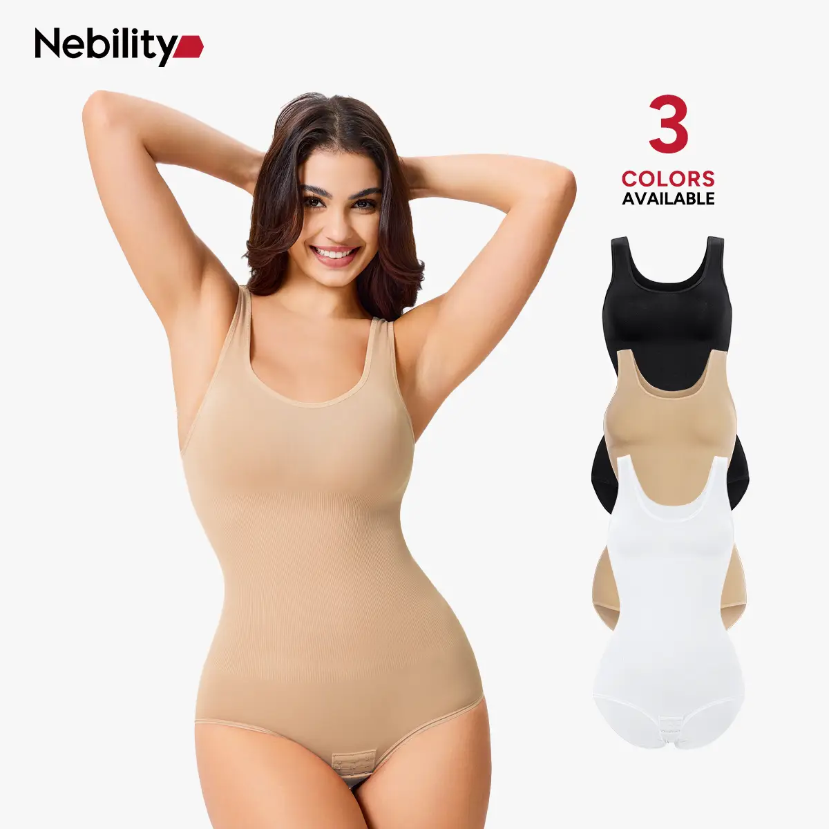 [MAX] Nebility Seamless Comfort Shapewear Bodysuit for Women,Basic Minimalist fashion Crewneck Womenswear Underwear High Waist Shaping Compression Fir
