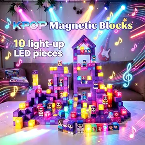 Kpop Stage Magnetic Building Blocks with light up blocks；For birthdays, Christmas & festive gifting