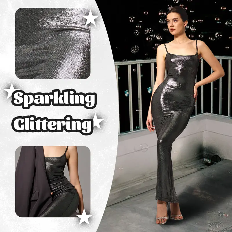Women's Shining Black Ribbed Fitted Retro Maxi Bodycon Dress - Formal Birthday Wear, Office Work Outfits, Plus Size & Maternity Options, Chic Night Out Attire