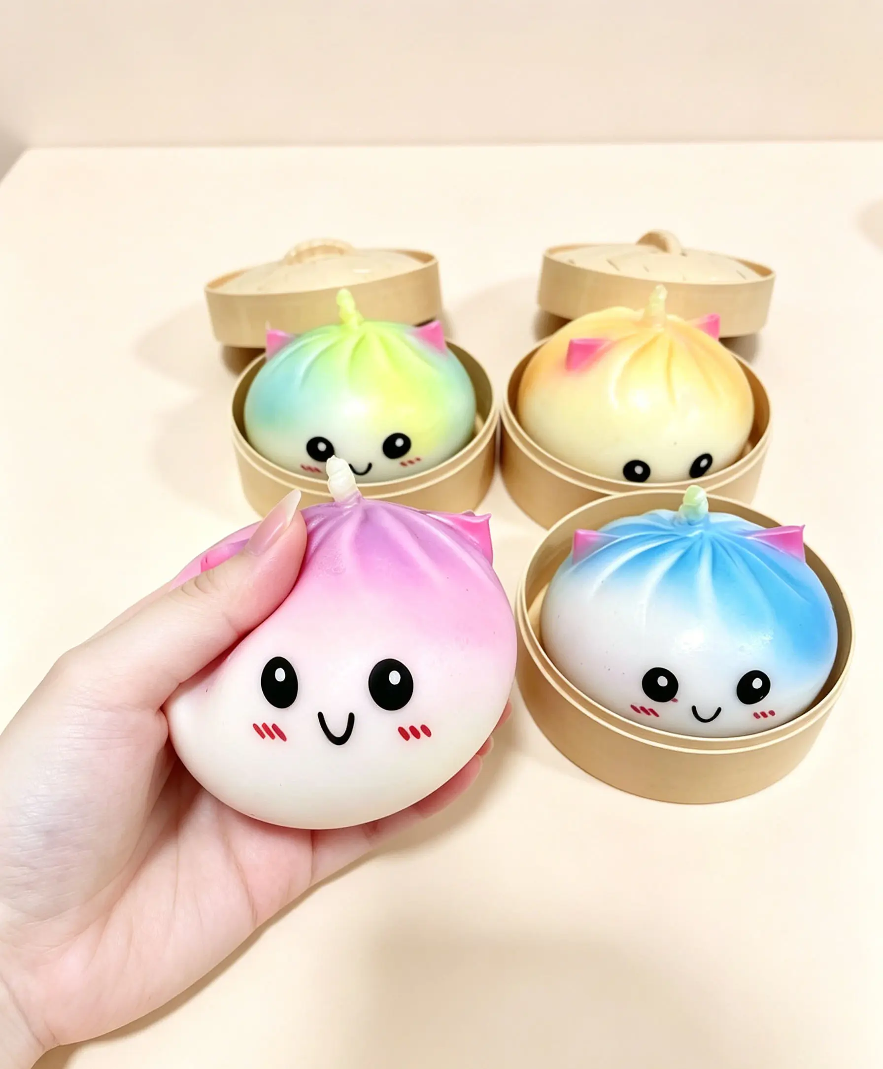 Dumpling Squeeze Sensory Stress Relief Toy, Relieve Anxiety, Comes with Matching Steamer Box, Calming Mini Desk Fidget Toy, Suitable for Boys, Girls, Teens, Kids and Adults, Surprise Present for Holidays & Festivals