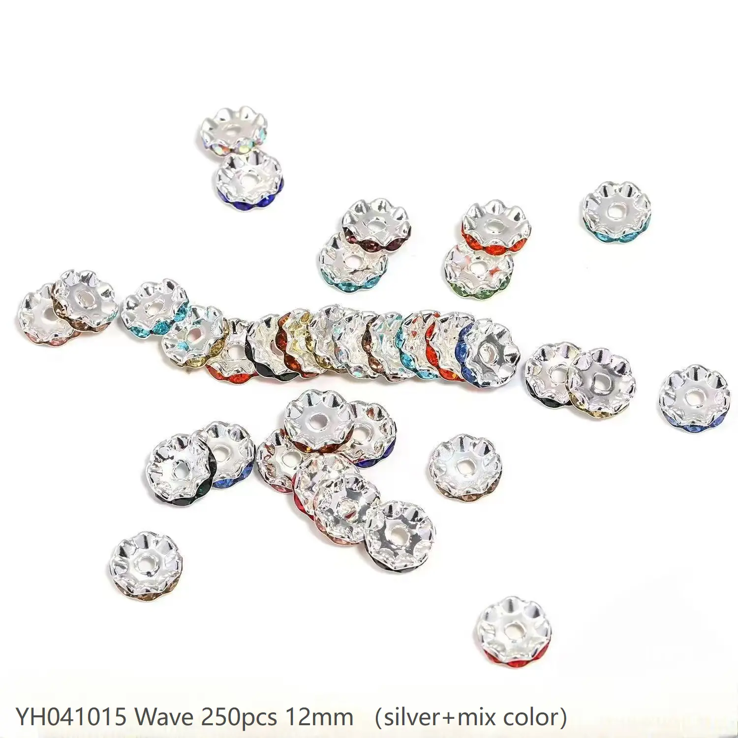 #41 Wave 12mm 250pcs  Silver+mix YH041015