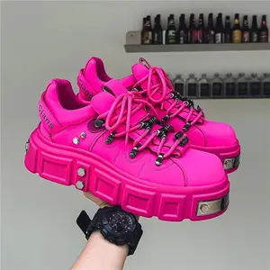 TrendPinkPlatformSneakersMenPunkMuffinShoesMaleEuropeanStyleDesignerShoesManStreetOriginalMen'sSkateboardShoesFootwearBoy