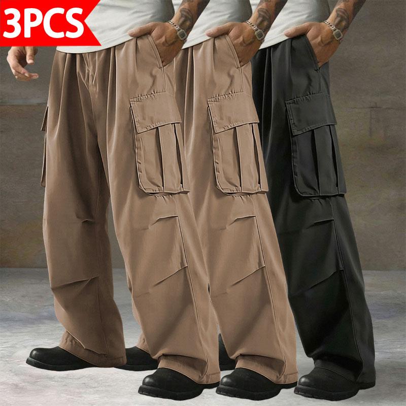 Men’s cargo pants, 3-pack  breathable, wear-resistant fabric suitable for outdoor work, hiking, and everyday casual streetwear; comfortable and durable, practical all-season essential.