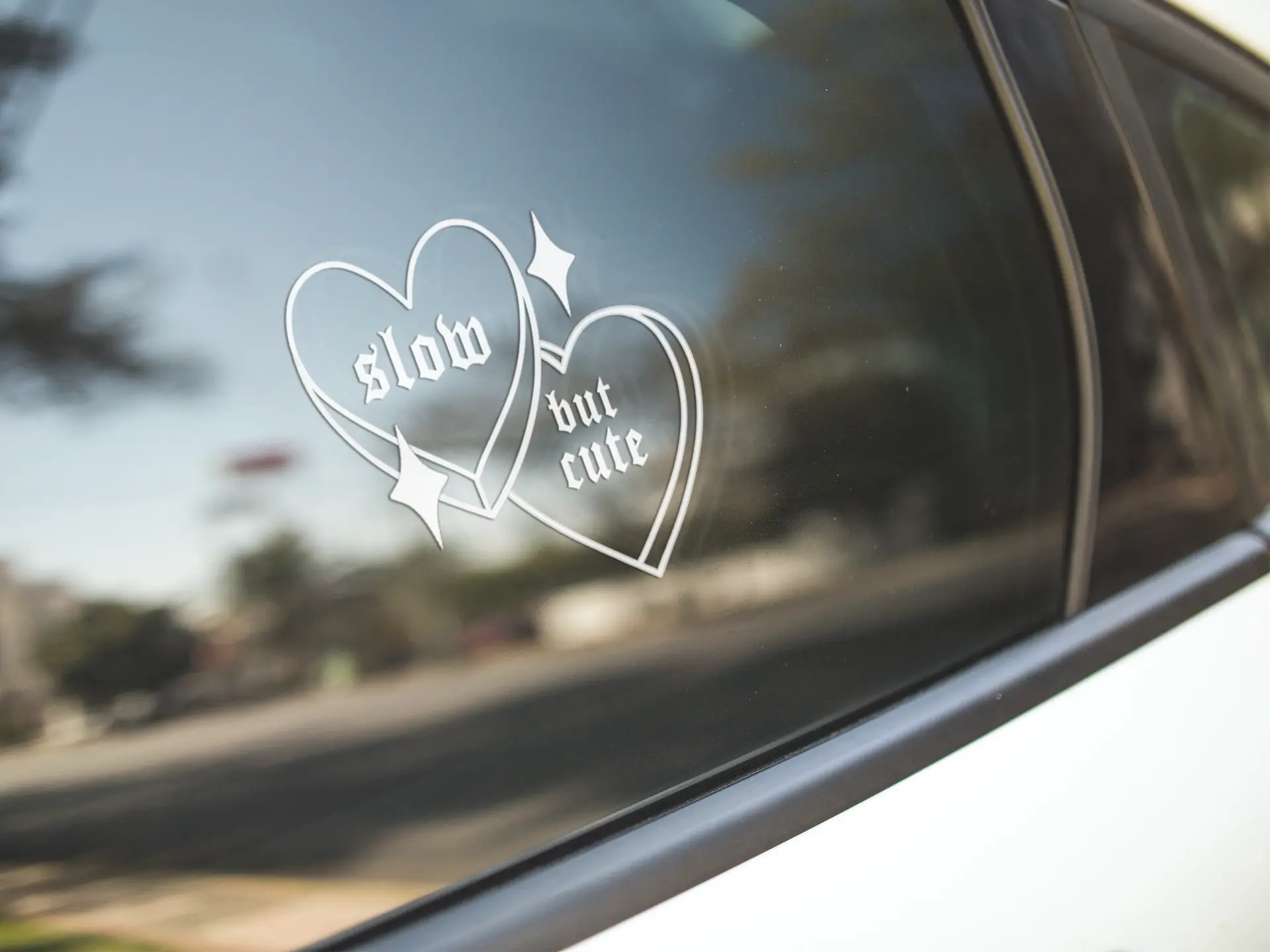 Slow But Cute Candy Hearts Gothic Vinyl Decal for Car, minimalistic, laptop decal, Trendy, car accessories, Window Sticker, Candy Heart