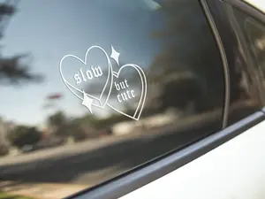 Slow But Cute Candy Hearts Gothic Vinyl Decal for Car, minimalistic, laptop decal, Trendy, car accessories, Window Sticker, Candy Heart