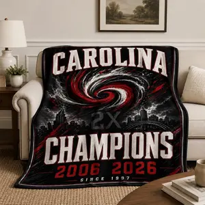 Carolina Hockey Throw Blanket City Skyline Design 2026 Champ Gifts | Lightweight Soft Breathable Fleece Throw Blanket for Couch Bedroom Living Room Office Game Day Comfort Decro