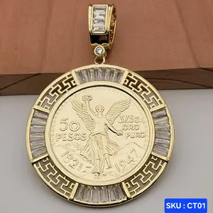 Centenario ( Centenary ) Large size with clear stones Laminated Gold Jewerly.  SKU  : CT01