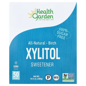 Health Garden All Natural Birch Xylitol Sweetener, 50 Packets, 0.21 oz (6 g) Each