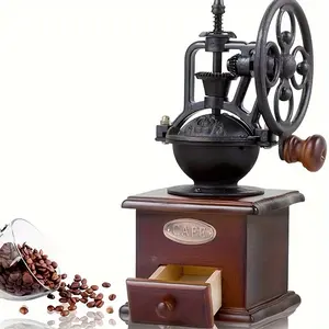 [Hand-cranked Coffee Grinder] Hand-cranked Coffee Grinder, Coffee Bean Grinder, Espresso Machine, Nut Grinder - Antique Teapot Set, Coffee Accessories, Kitchen Utensils - Suitable For Large Gatherings Such As Easter, Labor Day, And Other Ev Metal Black
