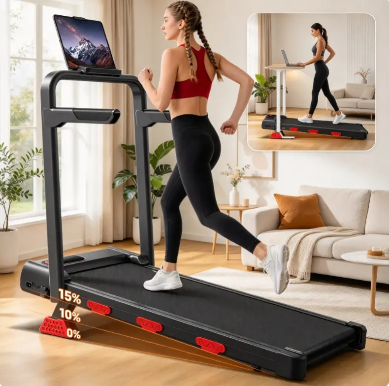 Electric Auto-Incline Treadmill, 20% Slope, 400LBS Capacity, 3.5HP Quiet Motor, Triple Suspension – Folding Home Fitness Equipment Summerwins
