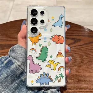 Playful Dinosaur Rainbow Dreamland,Supports for Samsung Galaxy S26 S25 S24 S23 S22 S21 S20 Fe Plus Ultra Edge S10E A57 A56 A55 A54 A37 A36 A35 A34 A26 A25 A24 A23 A17 A16 A15 A14 A07 A06 A05s Note20 Note10 Note9