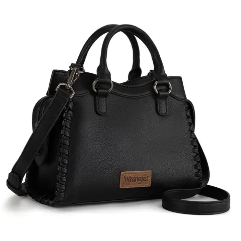 Wrangler Carry-All Whipstitch Braided Fall Purses for Women Small Crossbody Purse and Handbags with Detachable Strap & Secure Top Zipper Closure