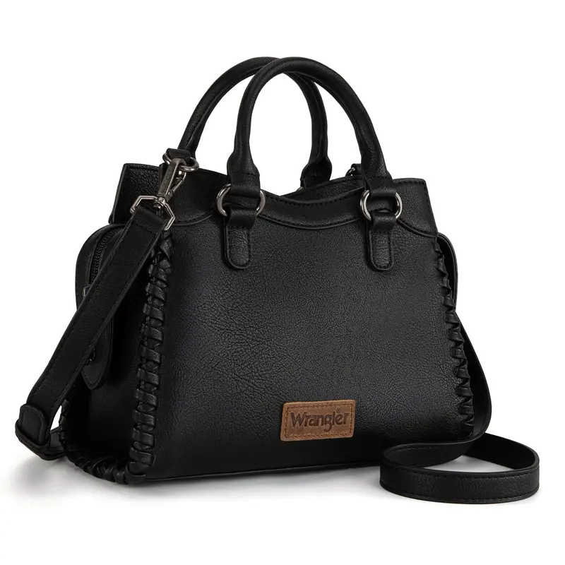 Wrangler Carry-All Whipstitch Braided Fall Purses for Women Small Crossbody Purse and Handbags with Detachable Strap & Secure Top Zipper Closure