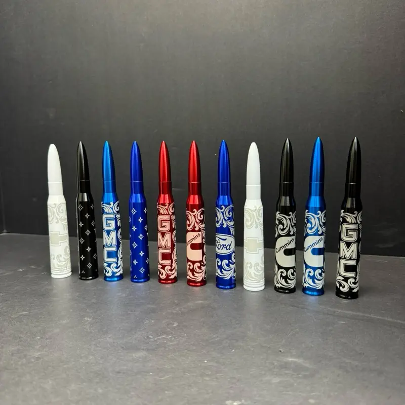 Custom Laser Engraved Bullet Antenna for Chevy GMC Ford Ram Trucks  Not a Real Bullet