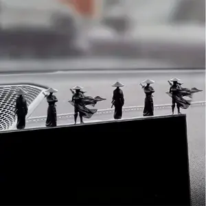 1set/6pcs Ancient Style Warrior Car Interior Decor, Healing Theme Dashboard Decoration, Creative Martial Arts Car Accessories, Car Interior Accessory
