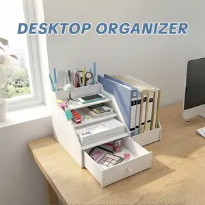 Office Desk File Organizer, Multi-Layer Document Holder, Creative Paper Storage Box, Desktop Bookshelf, Drawer Storage Rack, Work Organizer, Office Stationery Supplies