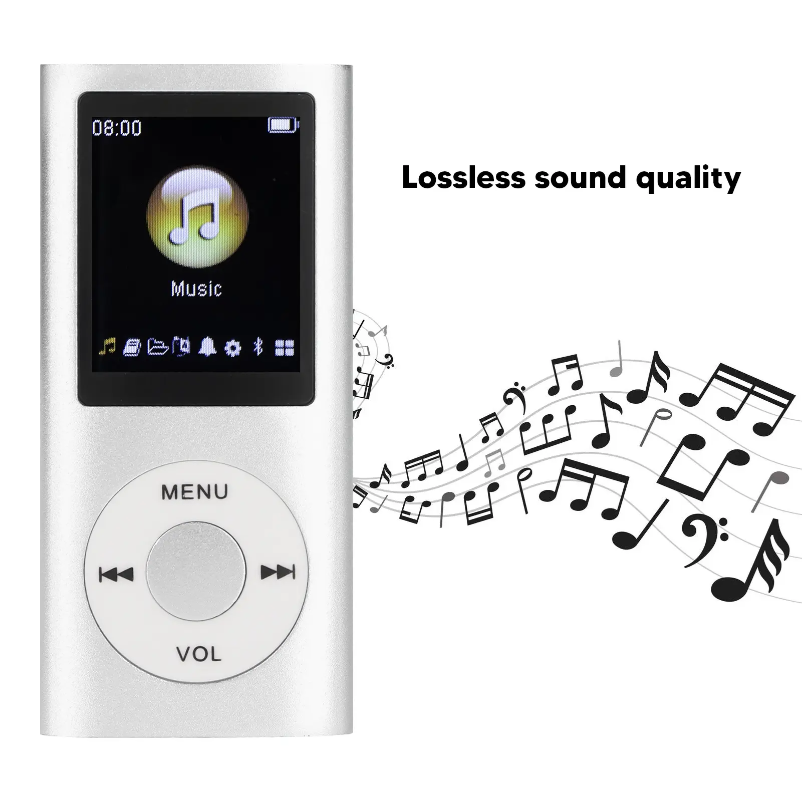 MP3 Player Stylish Multifunctional Lossless Sound Slim 1.8 Inch LCD Screen Portable MP3 Music Player
