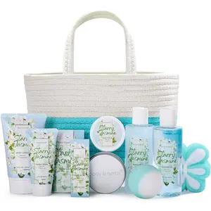 Bath and Body Care Bundles, Jasmine Scented, Self Care Gift Sets, Spa Basket Relaxing Shower Sets Mother's Day Christmas Valentines Birthday Gifts, Girlfriend Gift Bundle Body Care Calming Bath and Body Care Sets, Bubble Skincare, Hygiene Kit for Girls
