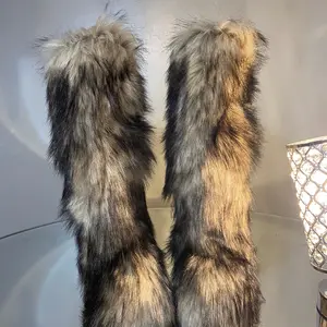 Brownish, Red, or Royal Blue Unique Faux Fur Knee Boots available in this section
