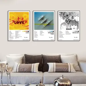 3-piece Love - Now and Then - Revolver music album cover canvas wall art, perfect for bar, club, cafe, home, office and bedroom decor, cafe art wall posters, music decorations, the perfect gift, frameless.